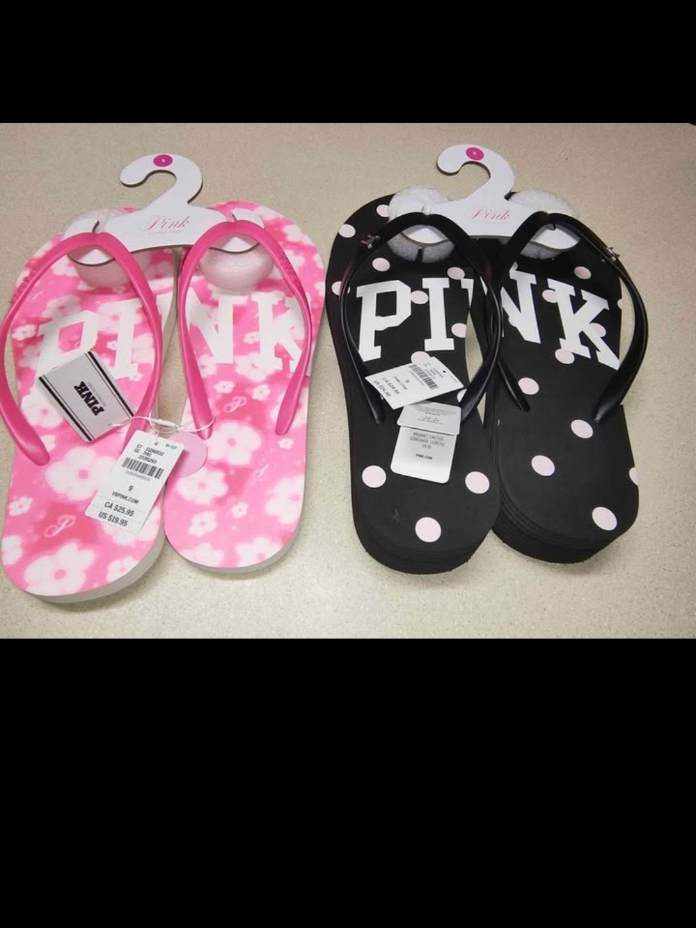 New Victoria's Secret PINK Flip Flops Bundle - Floral & Polka Dot